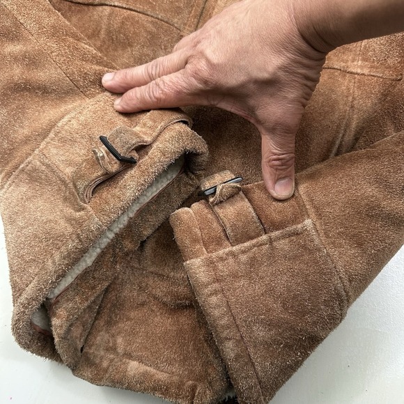 VTG Midwest Traders Leather Suede Bomber Jacket Men Large Sherpa Lined Flight - Picture 11 of 12